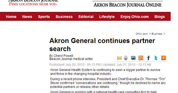 Bill Ryan Weighs in on Akron General Partner Search