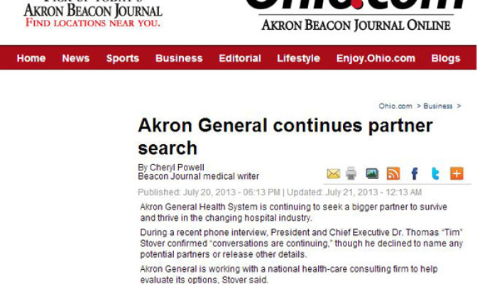 Bill Ryan Weighs in on Akron General Partner Search