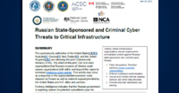 Cybersecurity Authorities in Five Countries Release Joint Advisory on Threats to Critical Infrastructure