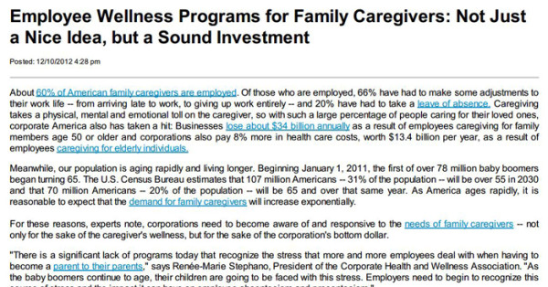 Huffington Post Wellness Piece Cites 2009 Policy Snapshot