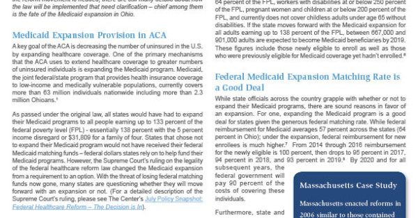 November Policy Snapshot Examines Medicaid Expansion