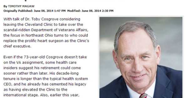 Ryan Comments on Potential Replacement for Cleveland Clinic CEO Dr. Toby Cosgrove