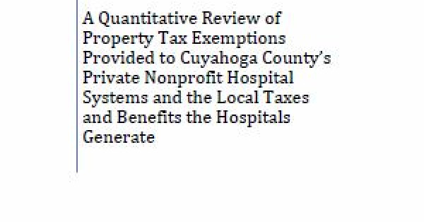Study Quantifies Contributions of Hospitals Receiving Nonprofit Property Tax Exemption