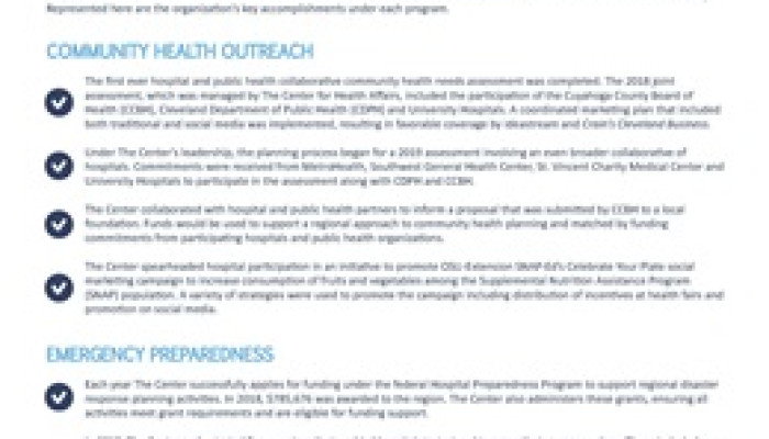 The Center Delivered Value in Five Core Programs in 2018