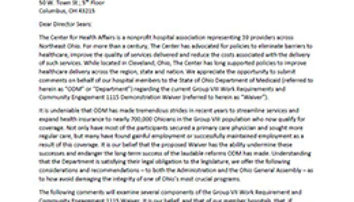The Center Submits Comments Opposing the Medicaid Waiver Proposal