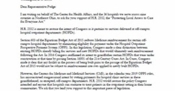 The Center Urges Congressional Delegation to Support H.R. 2552