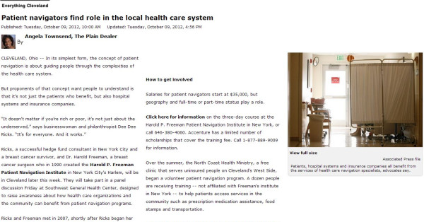 The Plain Dealer Highlights Patient Navigation Pilot