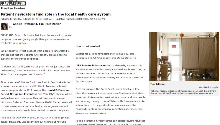The Plain Dealer Highlights Patient Navigation Pilot